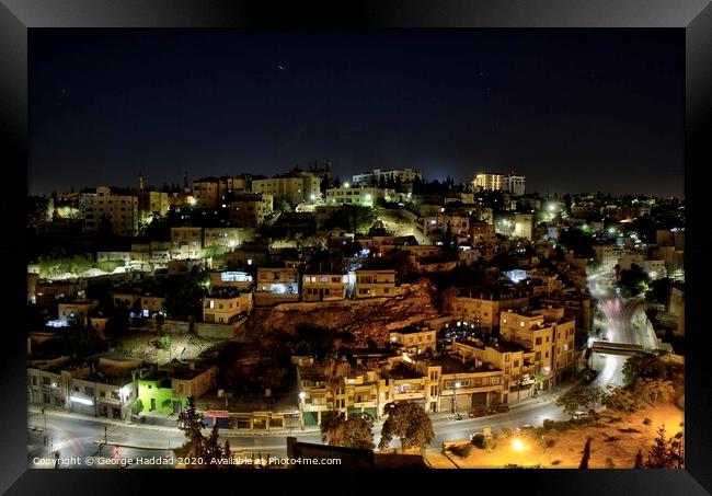 Amman By Night Framed Print by George Haddad