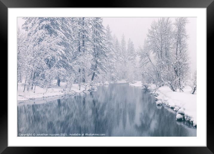 snow storm  Framed Mounted Print by jonathan nguyen