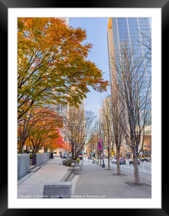 Fall in the City Framed Mounted Print by jonathan nguyen