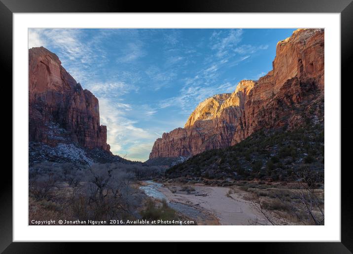 Zion Valley at Sunrise Framed Mounted Print by jonathan nguyen