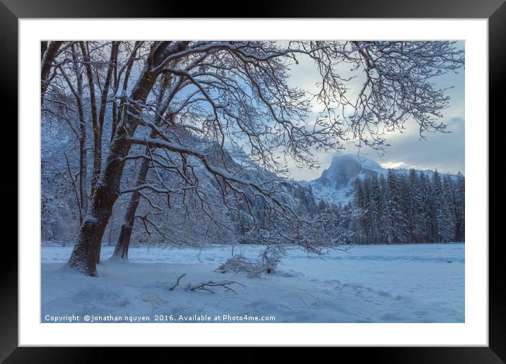 Winter in Yosemite Framed Mounted Print by jonathan nguyen