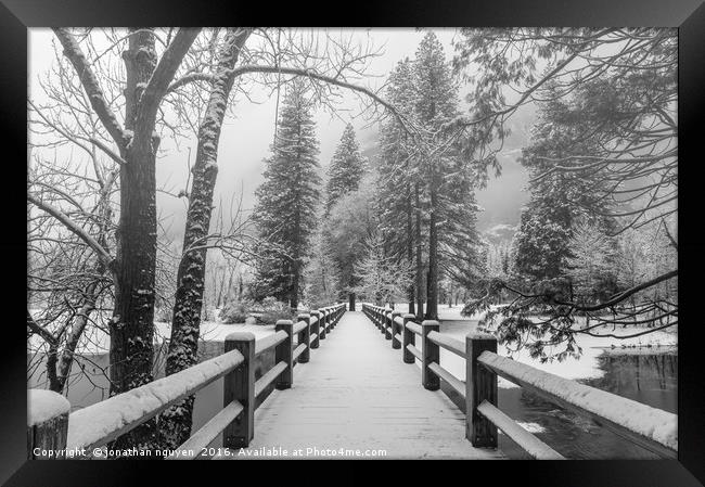 Welcome To Winter-Land BW Framed Print by jonathan nguyen