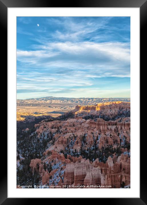 Moonrise Bryce Canyon Framed Mounted Print by jonathan nguyen