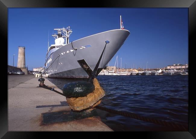 Luxury Boat in St. Tropez, France Framed Print by Alfredo Bustos