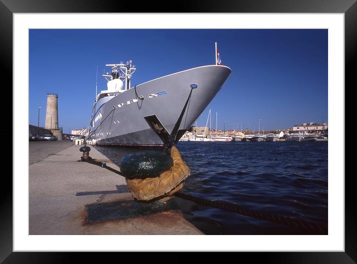 Luxury Boat in St. Tropez, France Framed Mounted Print by Alfredo Bustos
