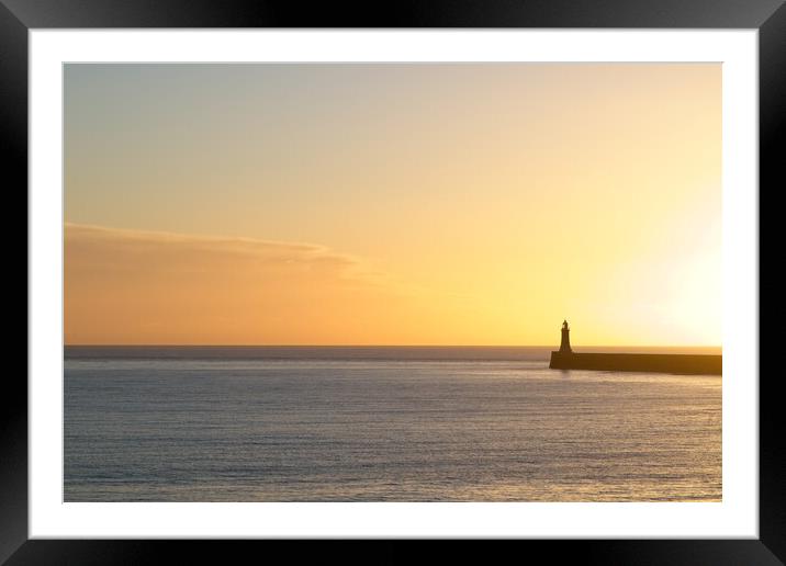 North Pier and Lighthouse, Tynemouth Framed Mounted Print by Rob Cole