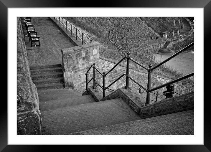 King Edwards Bay Steps, Tynemouth Framed Mounted Print by Rob Cole