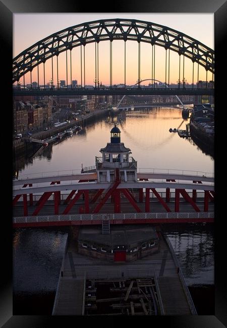 Golden Sunrise over Tyne Bridges Framed Print by Rob Cole