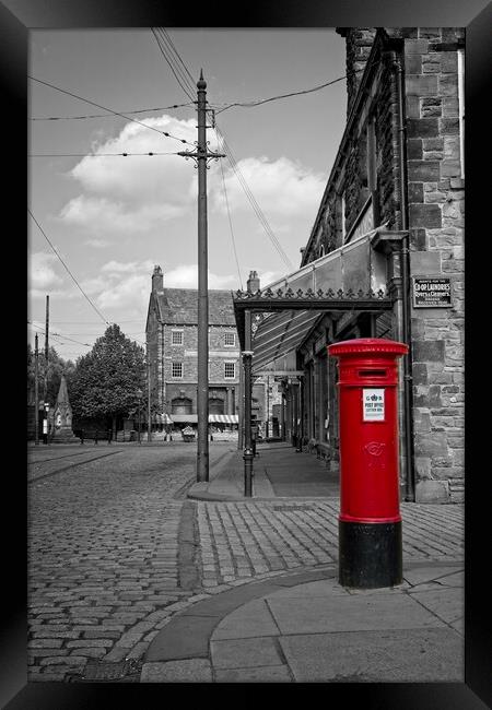 Vintage Red Post Box in Historic Street Framed Print by Rob Cole