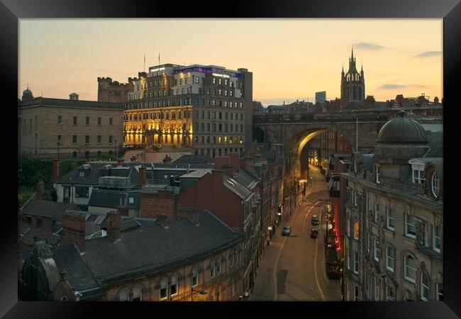 Sundown on Newcastle Framed Print by Rob Cole