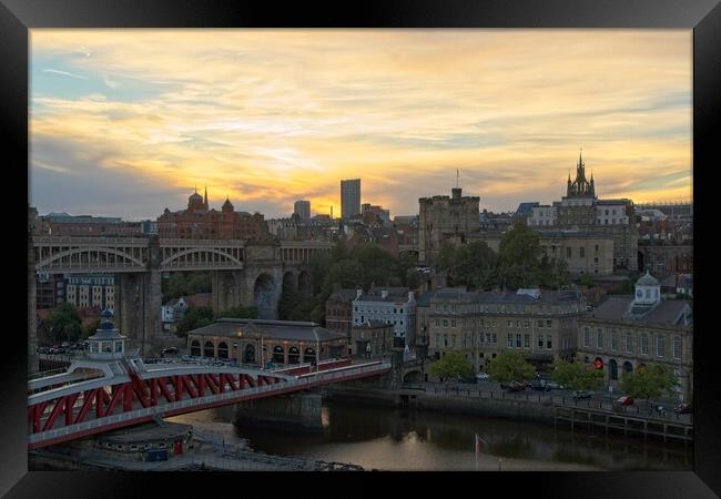 Newcastle City Sunset Framed Print by Rob Cole