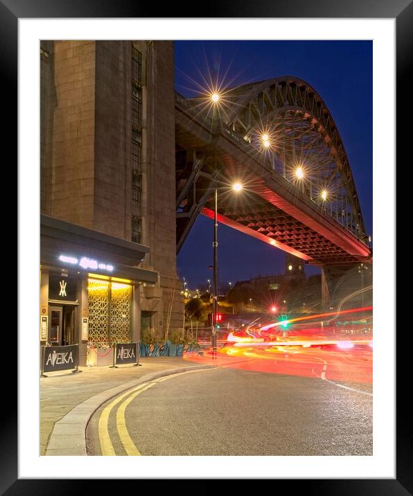 Illuminating Tyne Bridge Framed Mounted Print by Rob Cole