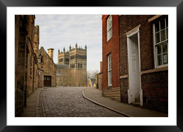 Majestic Durham Cathedral in historic Owengate Framed Mounted Print by Rob Cole