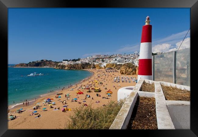 Albufeira Lighthouse Beach View Framed Print by Rob Cole