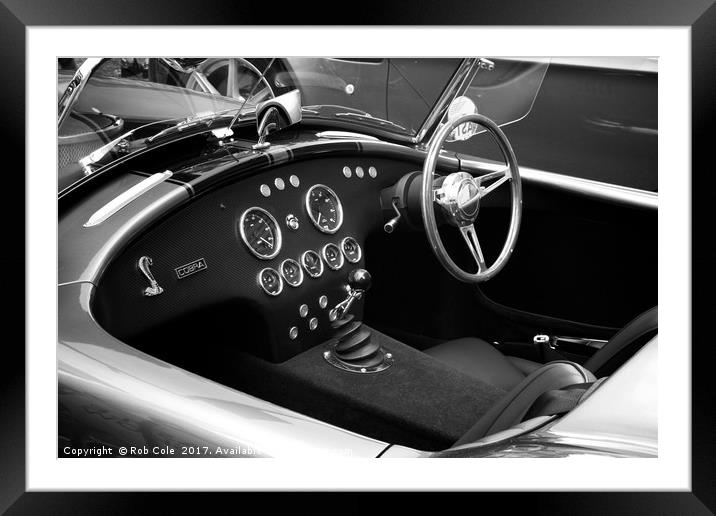 AC Cobra Drivers Cockpit Framed Mounted Print by Rob Cole