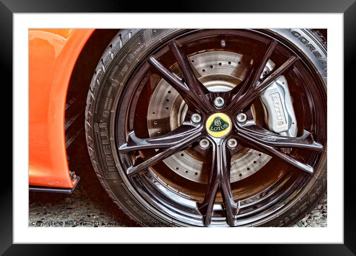 Lotus Sports Car Wheel Framed Mounted Print by Rob Cole