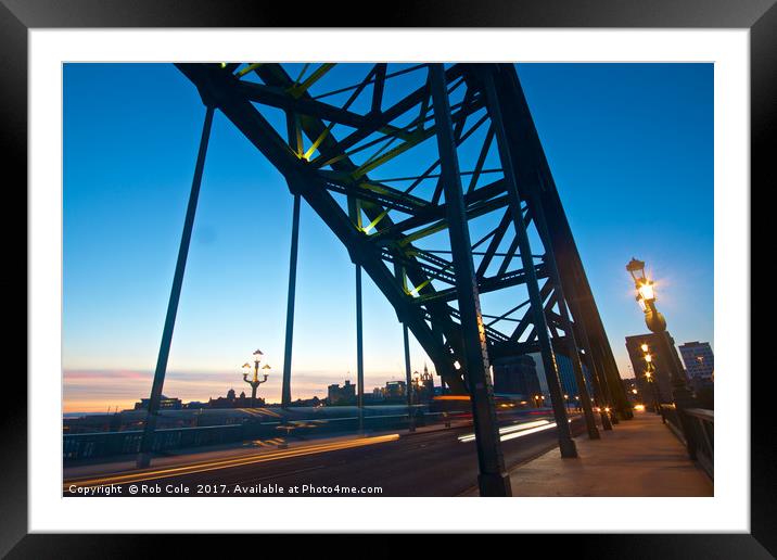 Tyne Bridge Light Trails, Newcastle Framed Mounted Print by Rob Cole