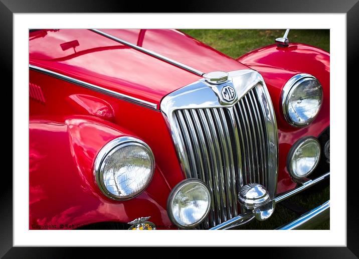 Red MGA Vintage Classic Sports Car Framed Mounted Print by Rob Cole