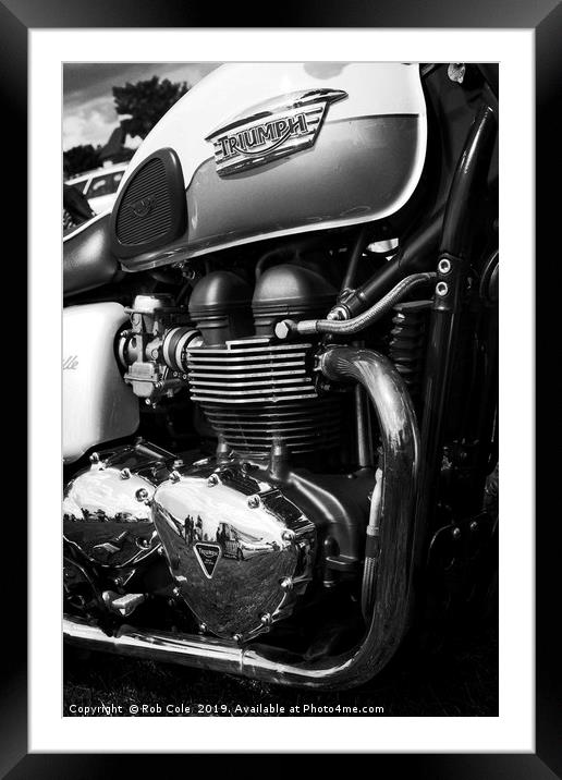 Triumph Bonneville Motorcycle Engine Framed Mounted Print by Rob Cole