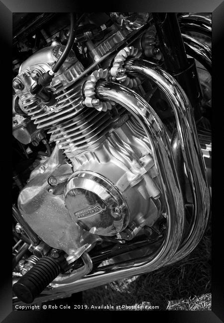 Honda 350 Four Motorcycle Engine Framed Print by Rob Cole