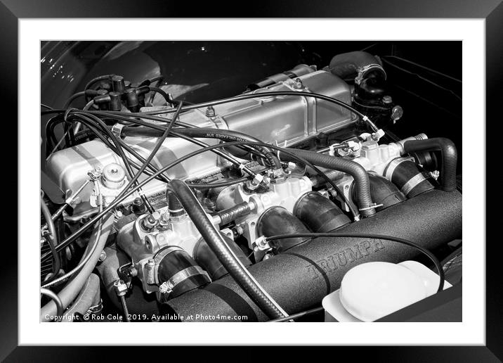 Stunning Vintage Triumph TR6 Engine Framed Mounted Print by Rob Cole