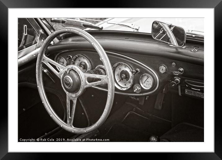 Austin Healey 3000 Classic Sports Car Interior Framed Mounted Print by Rob Cole