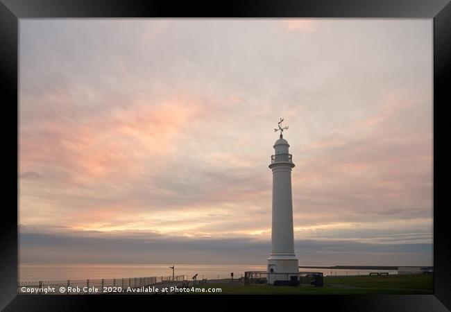 The White Lighthouse, Cliffe Park, Seaburn, Tyne a Framed Print by Rob Cole