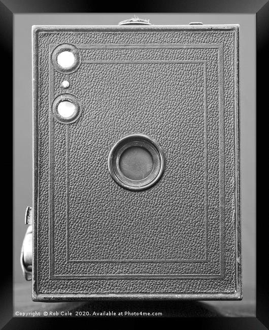 Kodak Box Brownie Vintage Black and White Camera Framed Print by Rob Cole