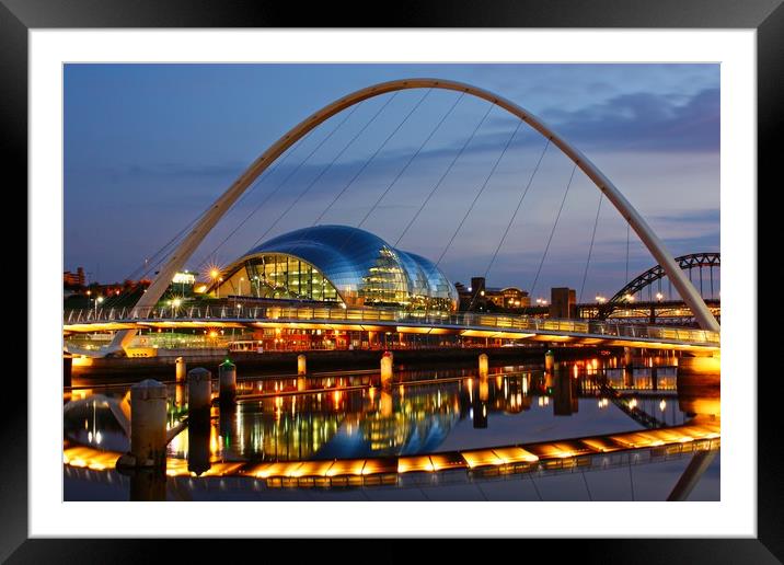 River Tyne Reflections, Newcastle-Gateshead Framed Mounted Print by Rob Cole