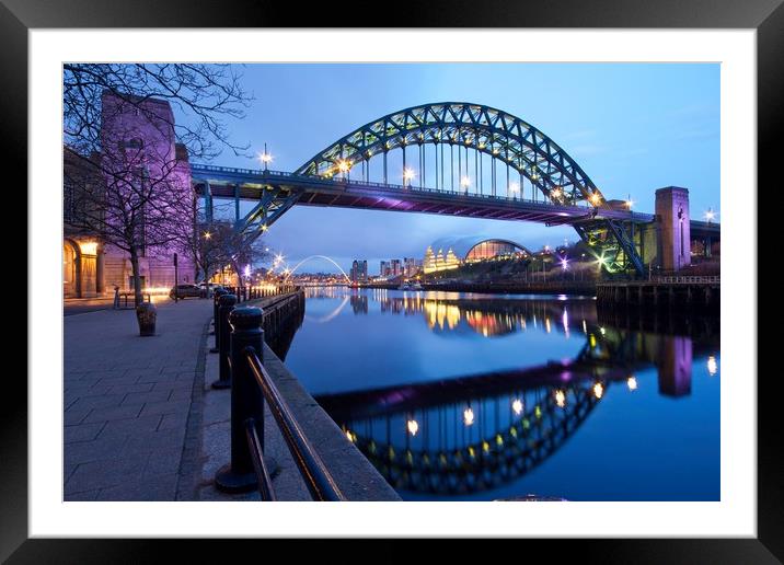 Majestic Tyne Bridge at Dusk Framed Mounted Print by Rob Cole