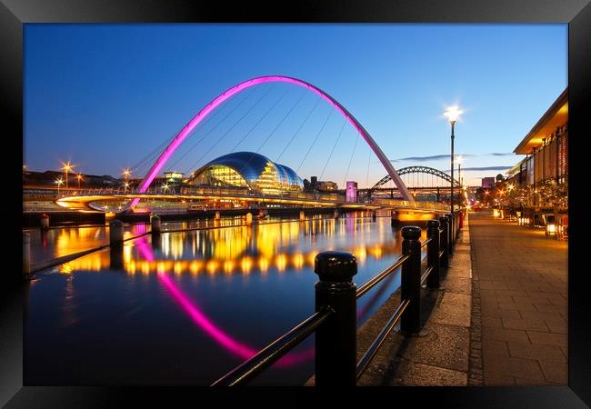 Tyne Bridges, Newcastle-Gateshead at Dusk Framed Print by Rob Cole