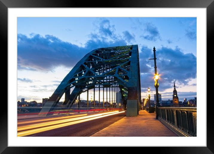 Tyne Bridge Traffic Trails, Newcastle, Tyne and We Framed Mounted Print by Rob Cole