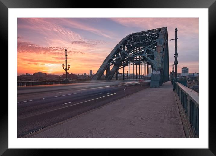 Newcastle Tyne Bridge Sunset Framed Mounted Print by Rob Cole