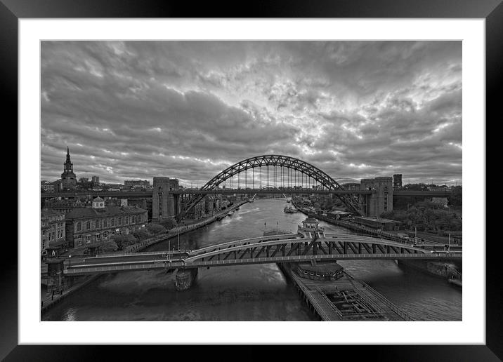 Newcastle Tyne Bridges at Dawn Framed Mounted Print by Rob Cole