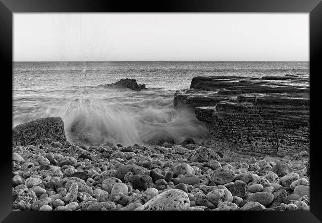 North Sea Waves, Trow Beach Framed Print by Rob Cole