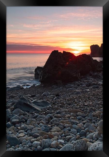 Trow Rocks Sunrise, South Sheilds Framed Print by Rob Cole