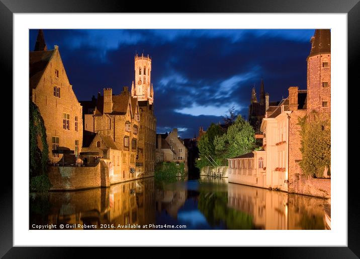 Bruges by night Framed Mounted Print by Gwil Roberts