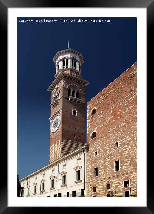 Clock Tower Verona Framed Mounted Print by Gwil Roberts