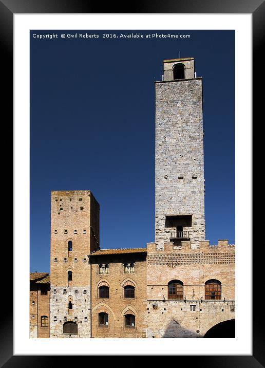 San Gimignano Towers Framed Mounted Print by Gwil Roberts