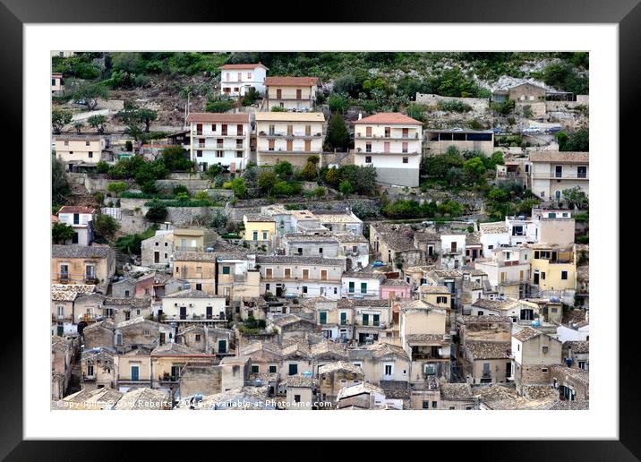 Sicilian hillside houses Framed Mounted Print by Gwil Roberts
