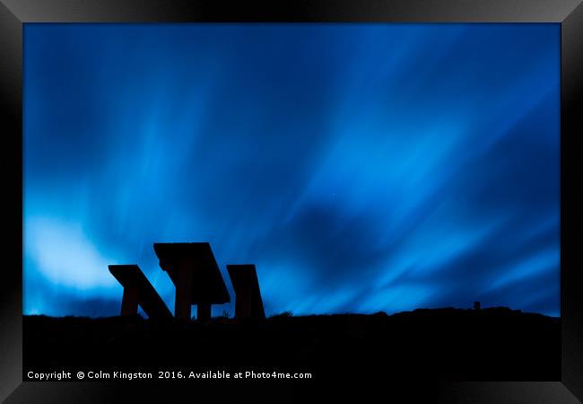 Picnic Table under a Cloudy Night Sky Framed Print by Colm Kingston