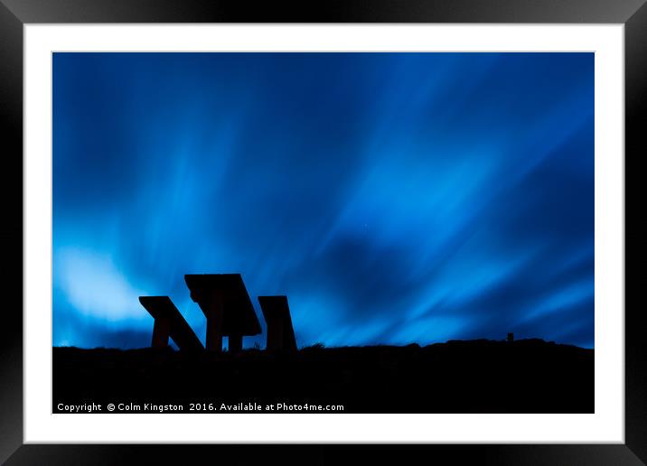 Picnic Table under a Cloudy Night Sky Framed Mounted Print by Colm Kingston