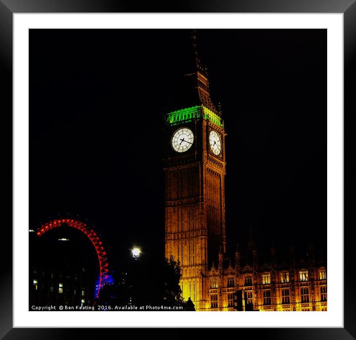 Big Ben at Night Framed Mounted Print by Ben Keating