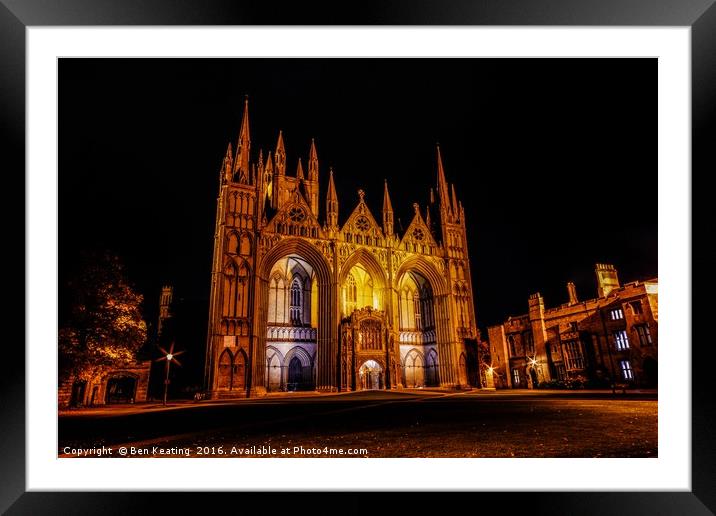 Peterborough Cathedral at Night Framed Mounted Print by Ben Keating