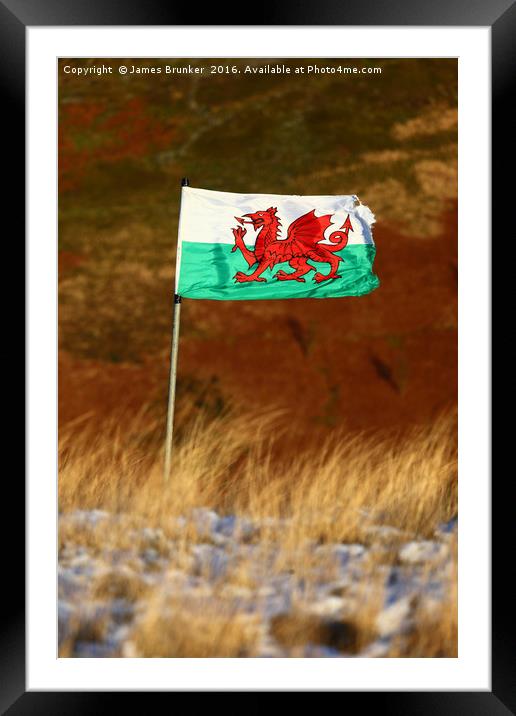 Welsh Flag and Winter Hillside Framed Mounted Print by James Brunker