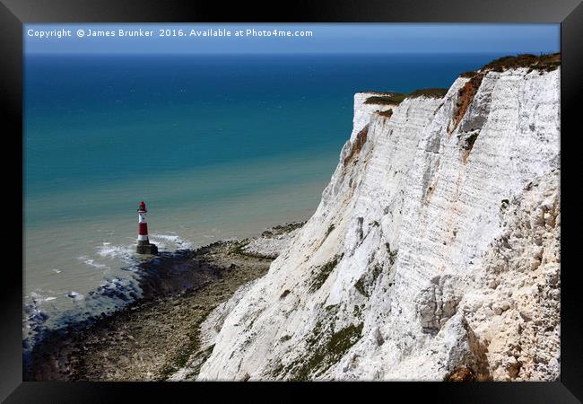 Beachy Head Cliffs and Lighthouse Sussex Framed Print by James Brunker