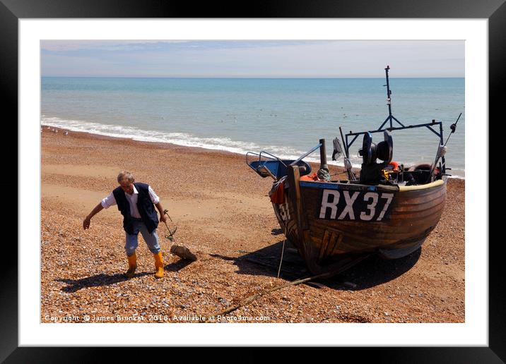Fisherman returning home Hastings East Sussex Framed Mounted Print by James Brunker