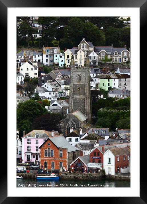 Picturesque Coastal Town of Fowey Cornwall Framed Mounted Print by James Brunker