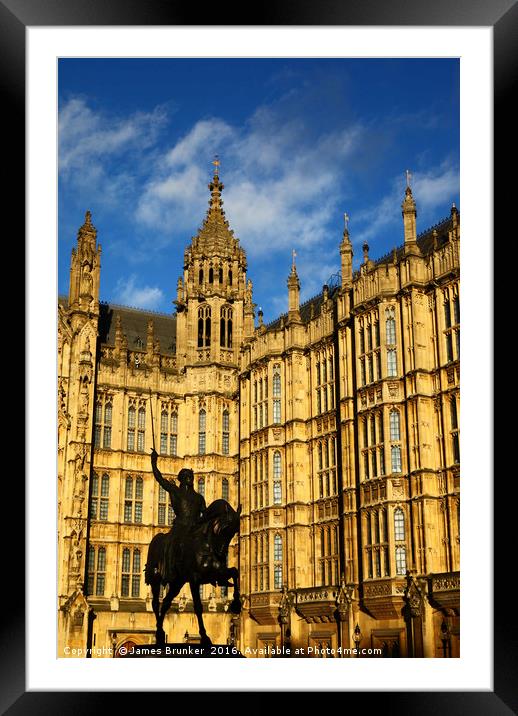 King Richard I and Houses of Parliament London Framed Mounted Print by James Brunker