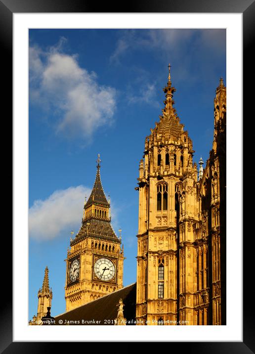 Palace of Westminster and Big Ben detail London Framed Mounted Print by James Brunker